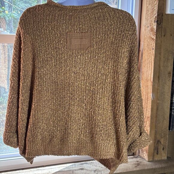 ILLA ILLA Cropped Oversized Knit Sweater, Golden Brown Cuffed 3/4 Sleeve Size L - Picture 3 of 12